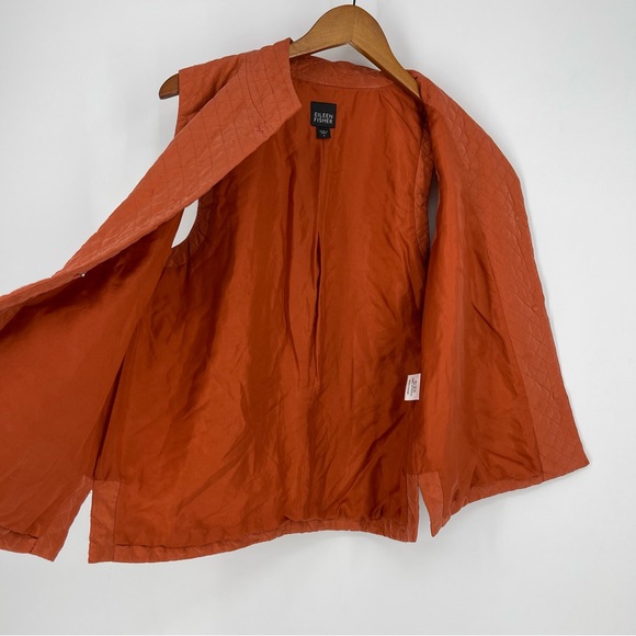 ✨Eileen Fisher Rust Orange 100% Silk Quilted Vest Small - Picture 13 of 16